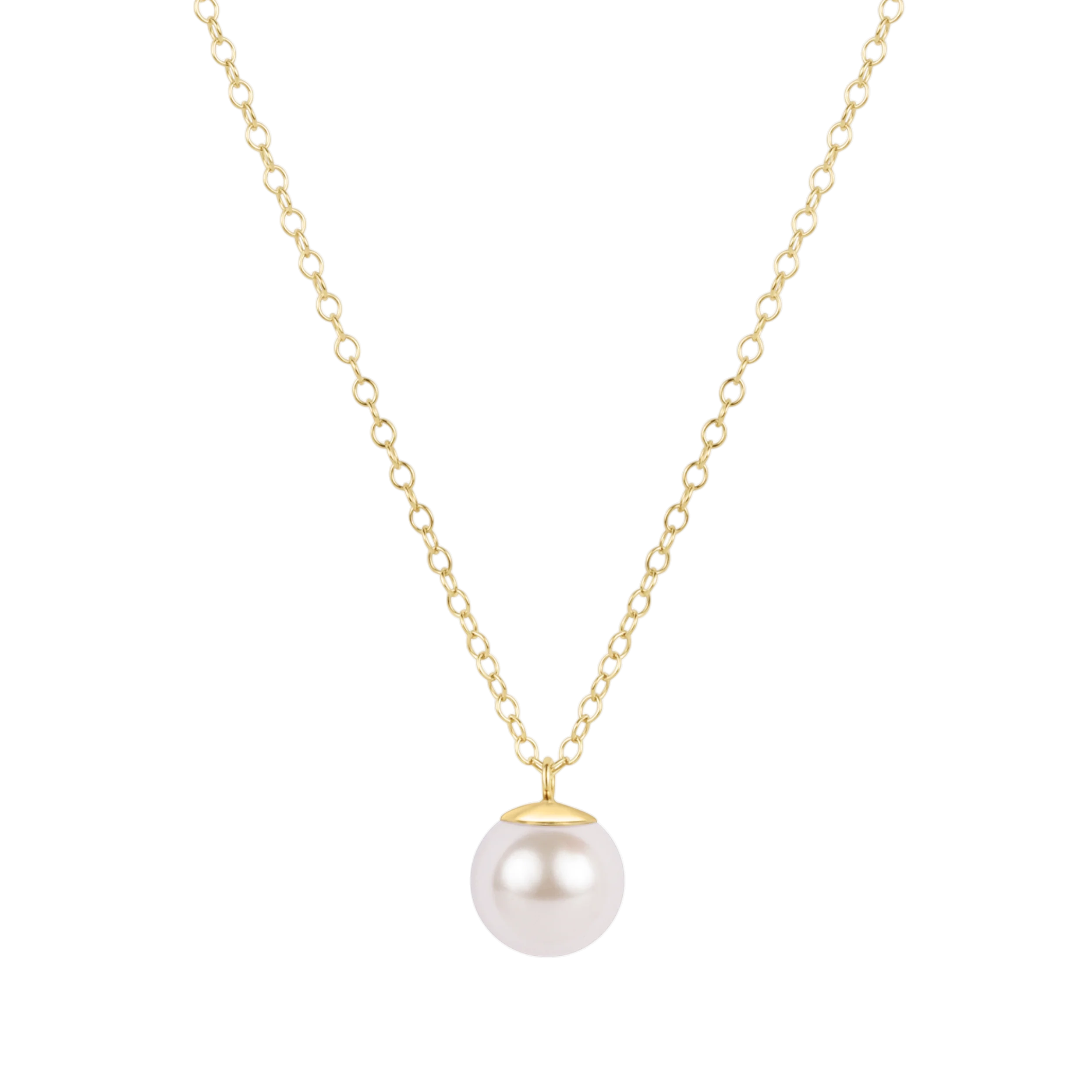 16" Necklace Gold - Classic Pearl 10mm Charm