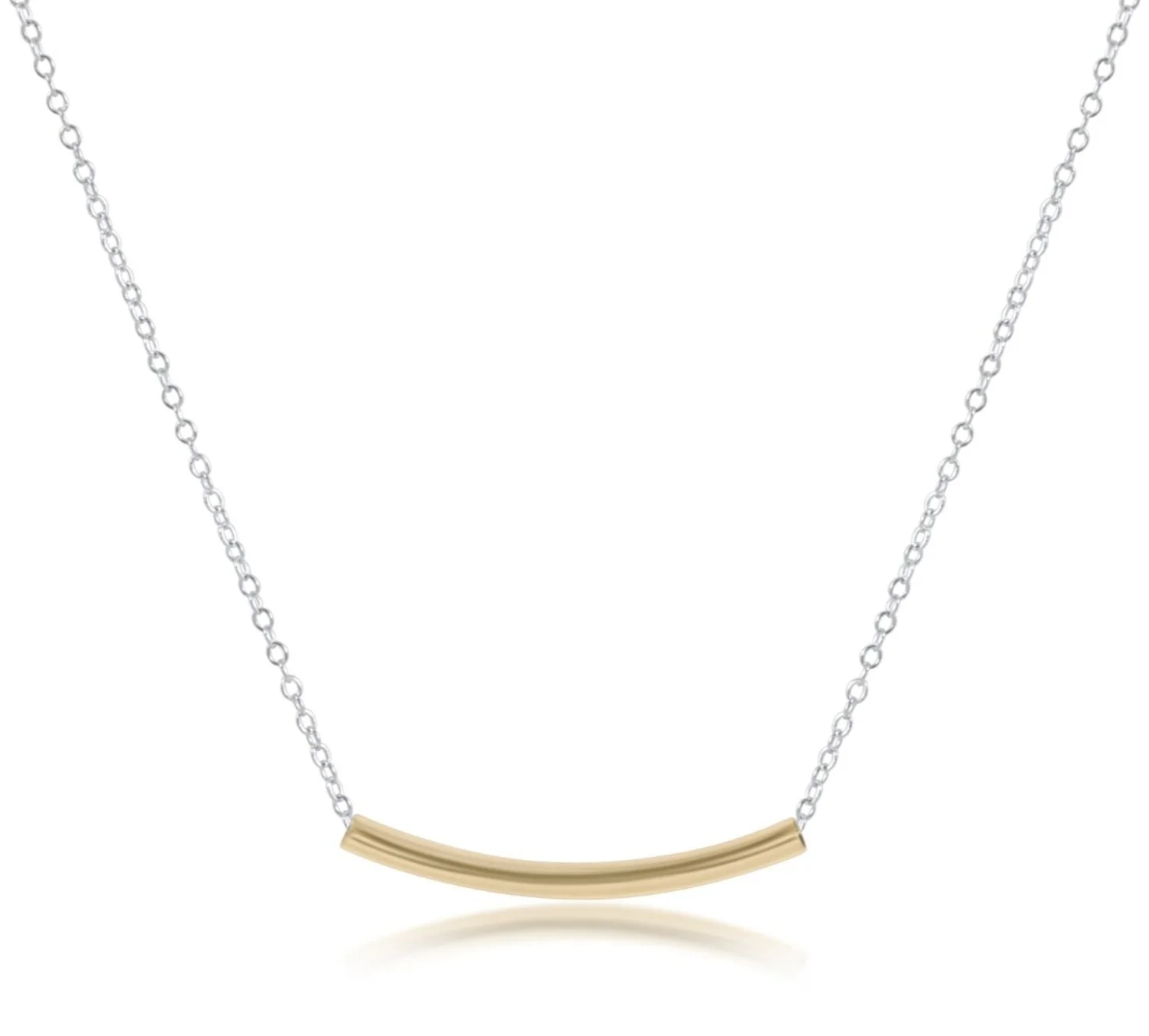 16" Necklace Sterling Mixed Metal - Bliss Bar Small Gold