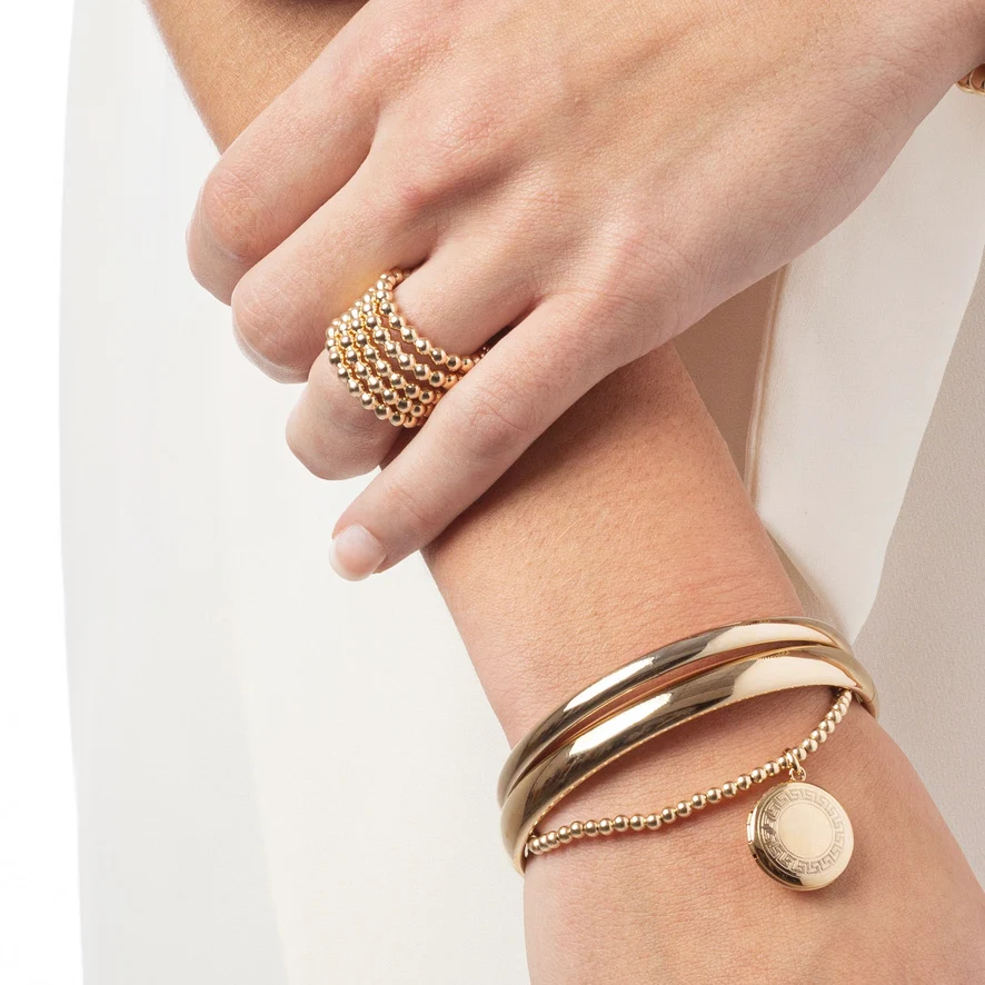 Classic Gold 3mm Bracelet - Cherish Small Gold Locket - Image 4