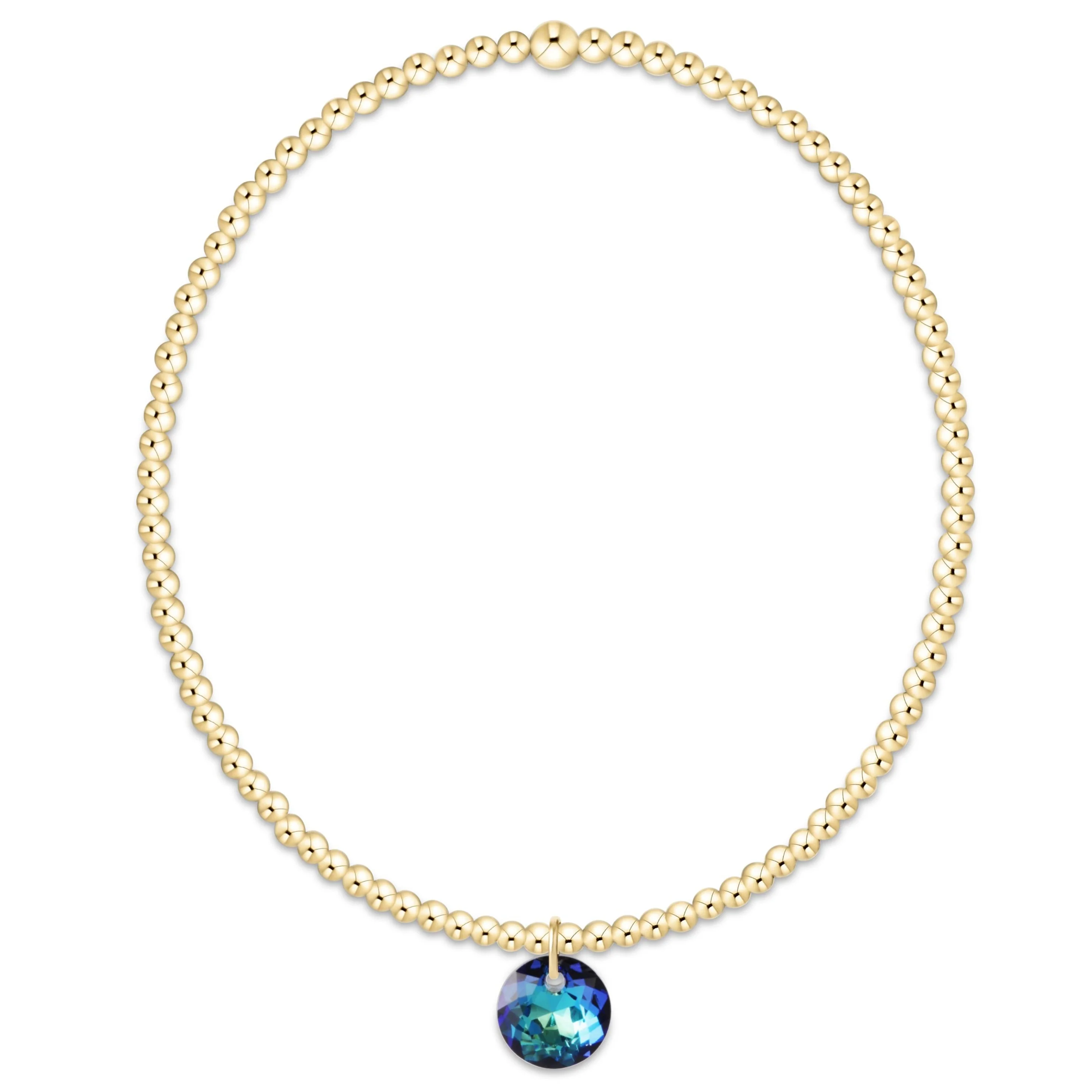 Classic Gold 2mm Bracelet - Reflection Small Charm - 12