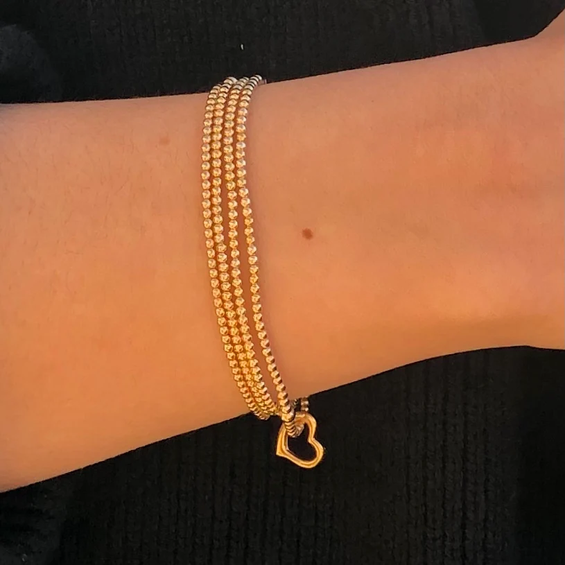 Classic Gold 2.5mm Bracelet - Love Gold Charm - Image 2