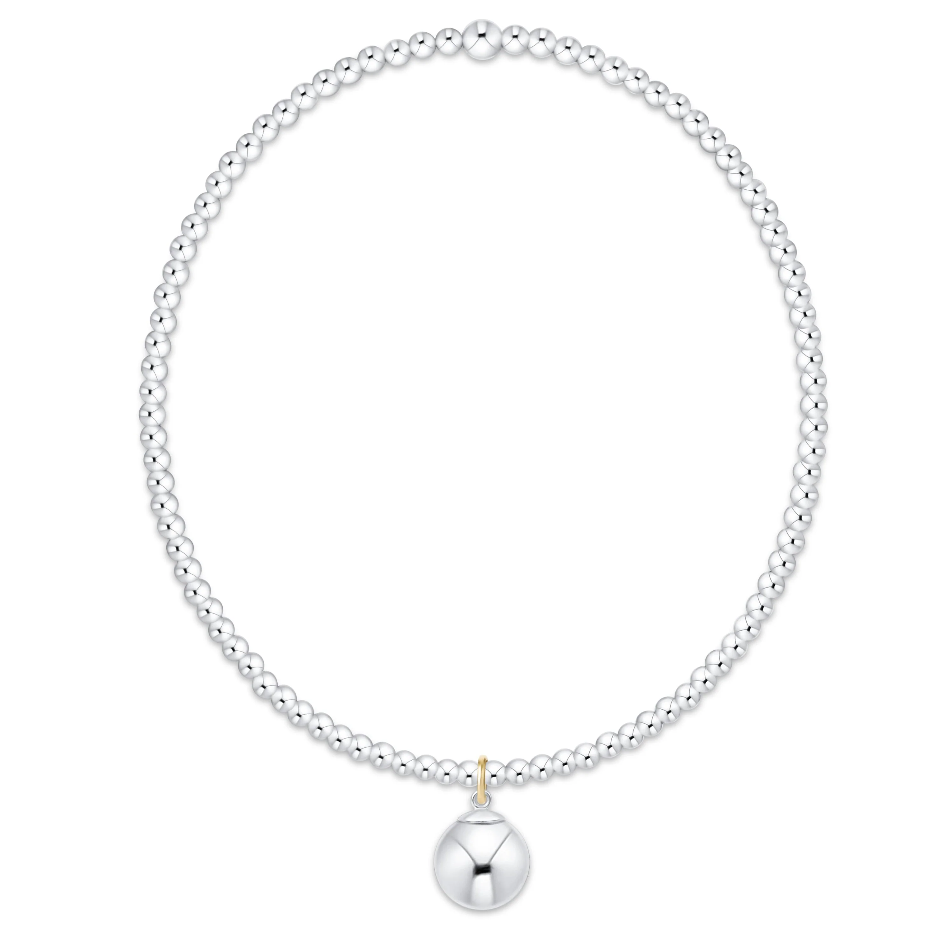 Classic Sterling 2mm Bracelet - Classic Sterling 8mm Charm