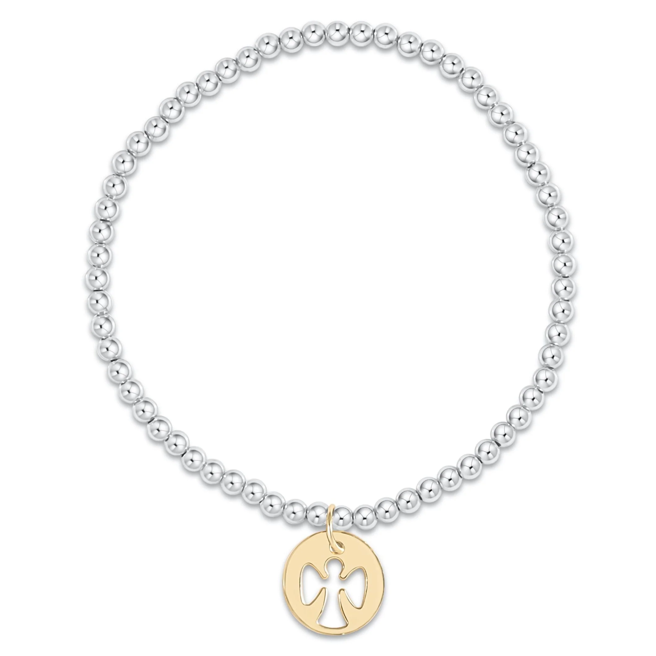 Classic Mixed Metal 3mm Bracelet - Guardian Angel Gold Disc