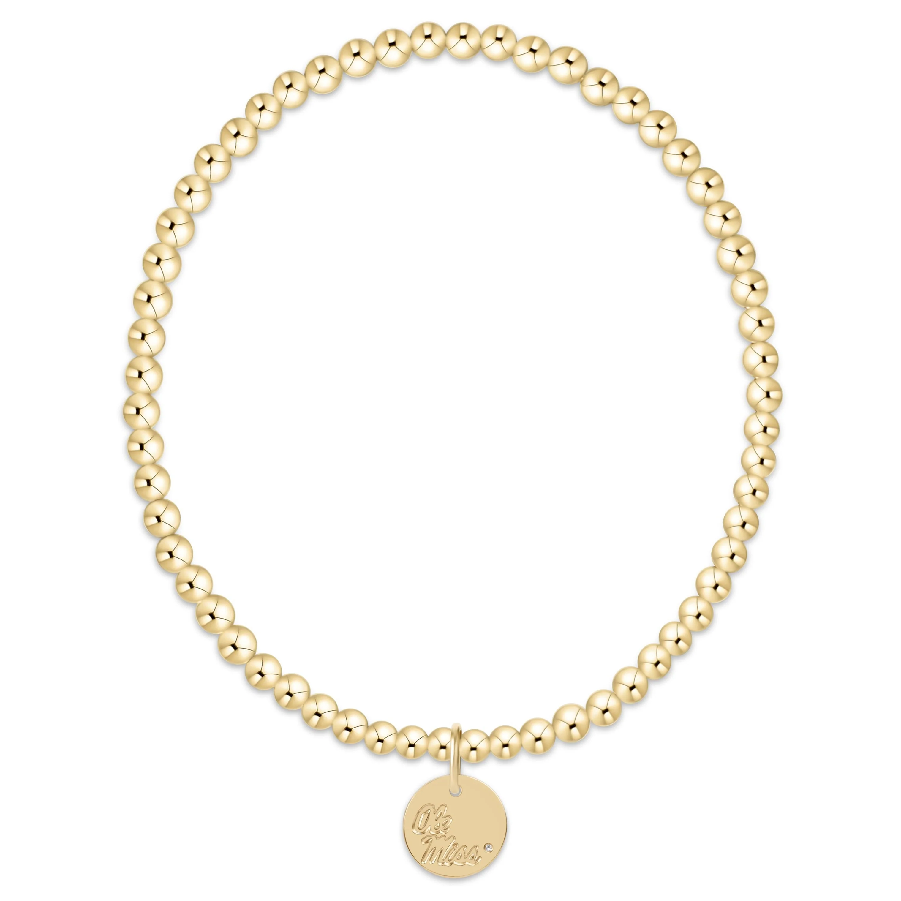 eCOLLEGIATE Classic Gold 3mm Bracelet - Ole Miss Disc - Image 3