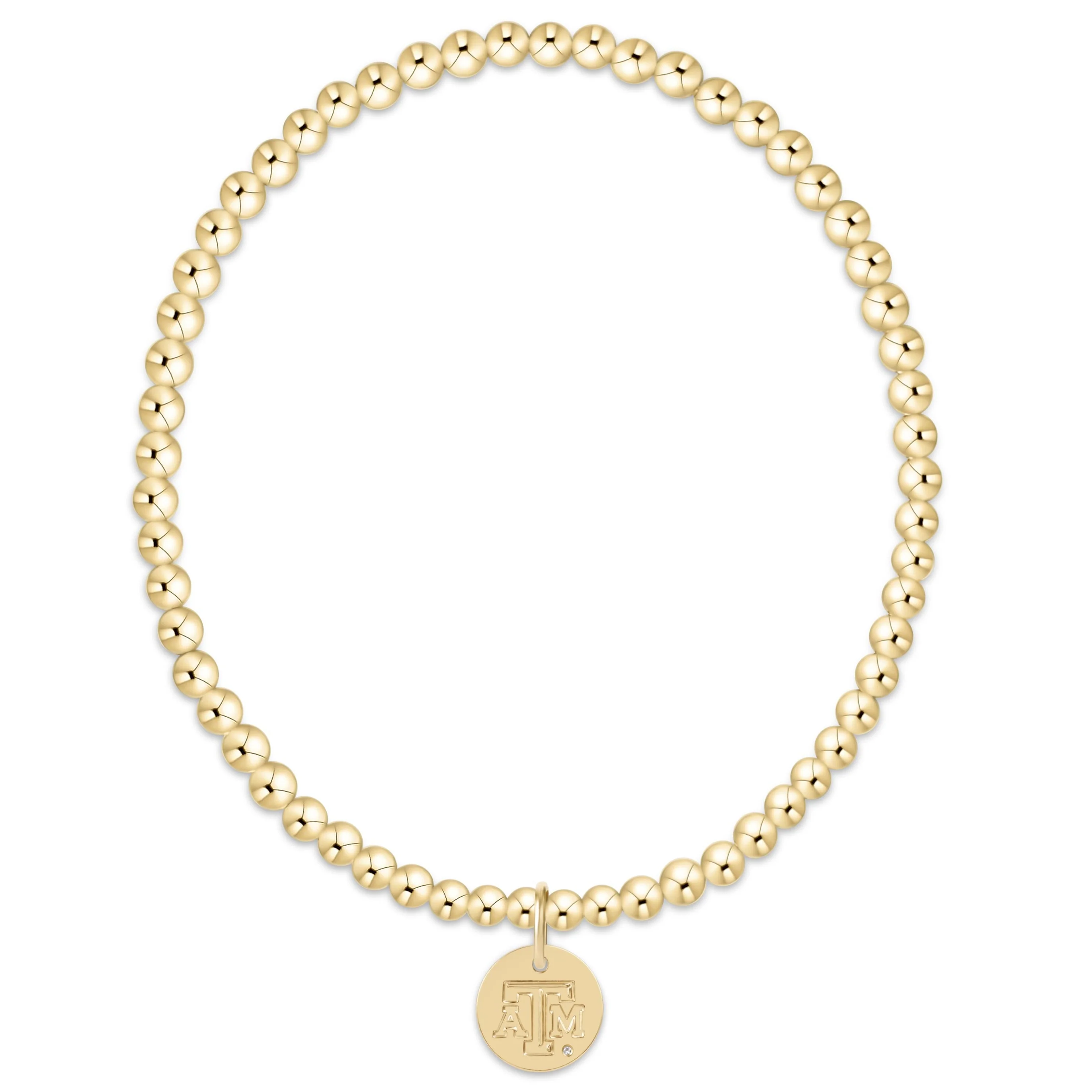 eCOLLEGIATE Classic Gold 3mm Bracelet - Texas A&M Disc - Image 3