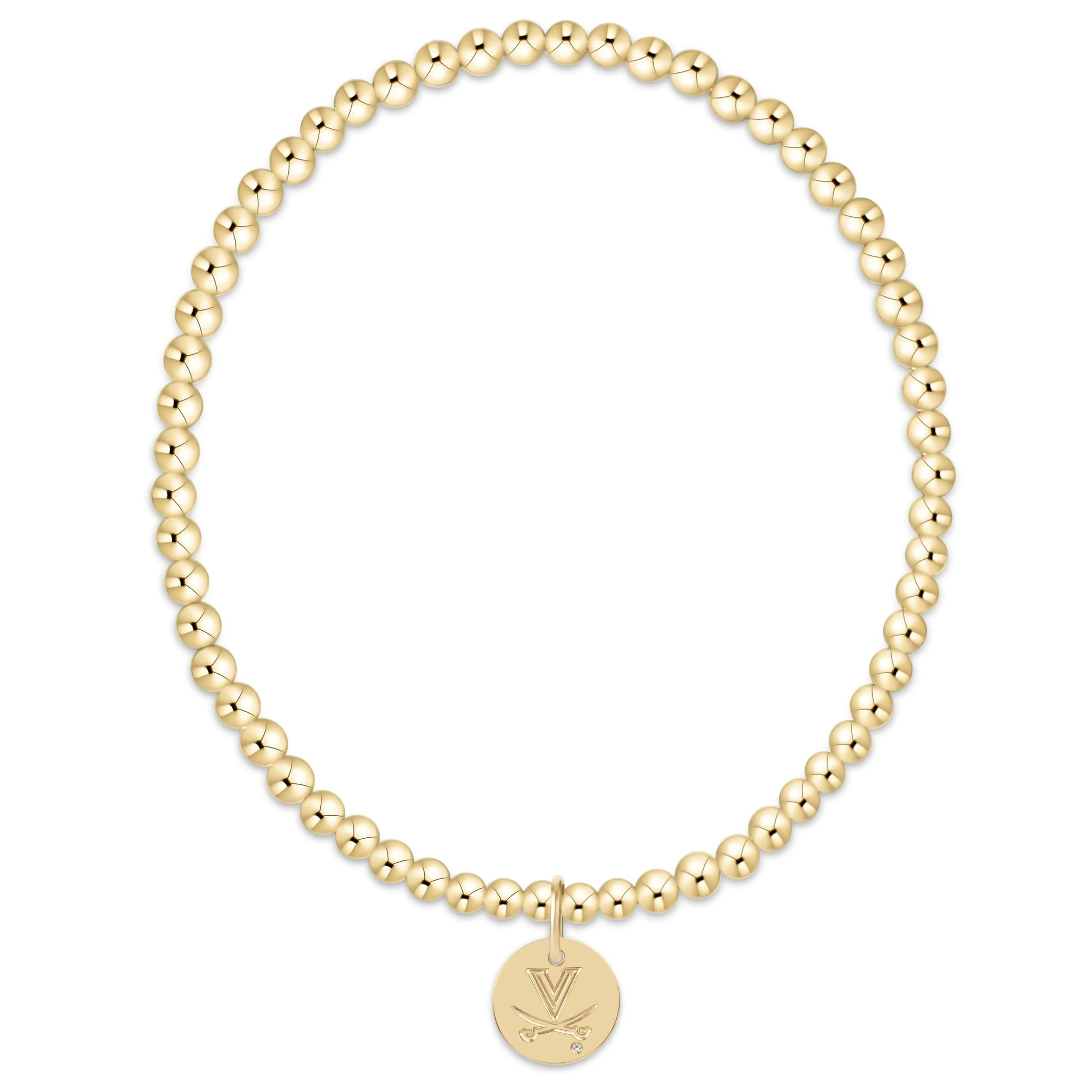 eCOLLEGIATE Classic Gold 3mm Bracelet - UVA Disc - Image 3