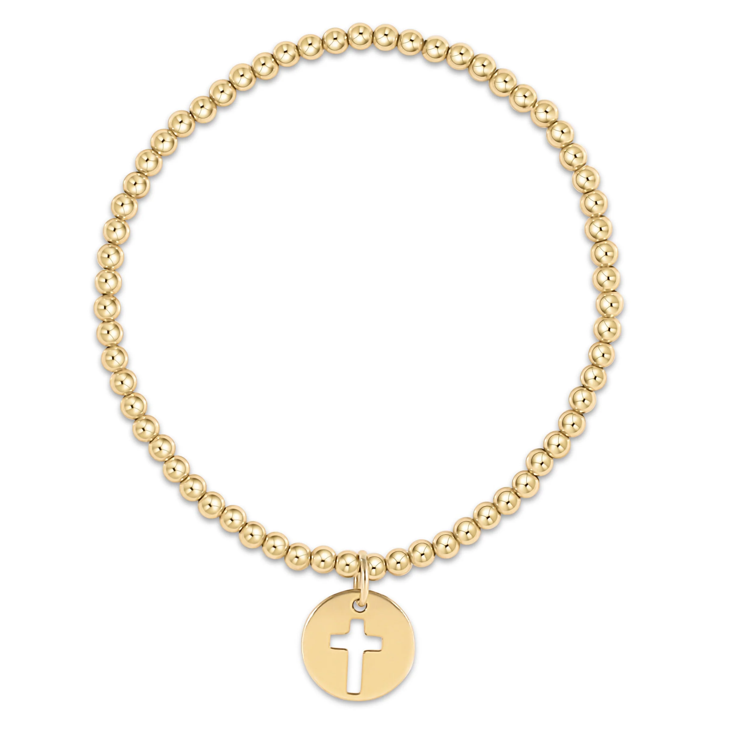 egirl Classic Gold 3mm Bead Bracelet - Blessed Gold Disc