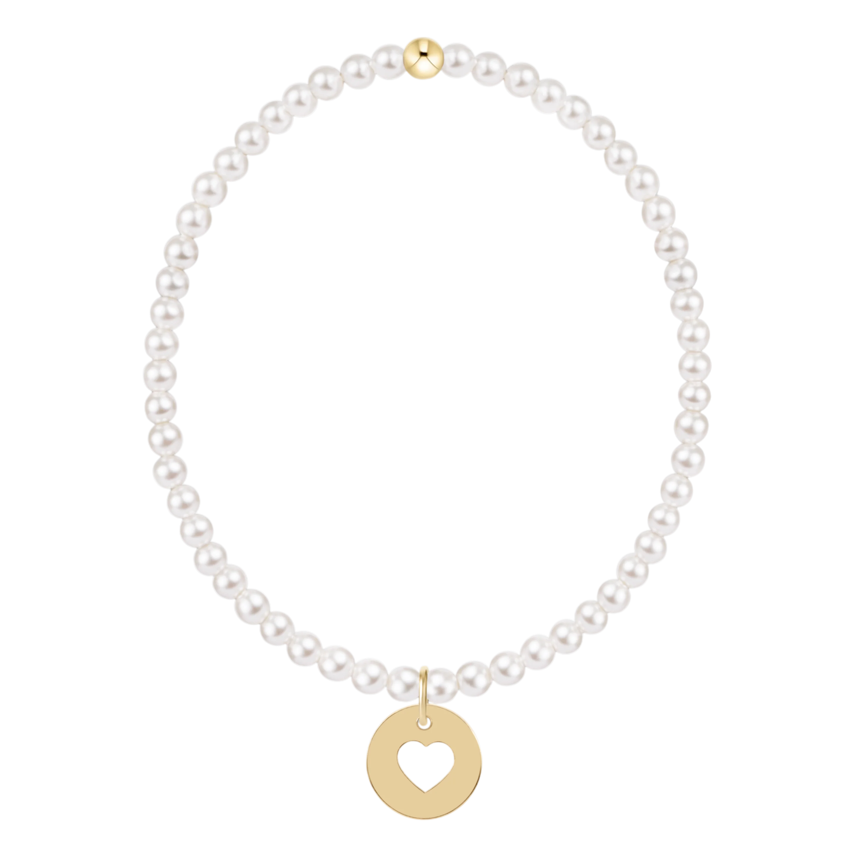 egirl Classic Pearl 3mm Bracelet - Love Gold Disc