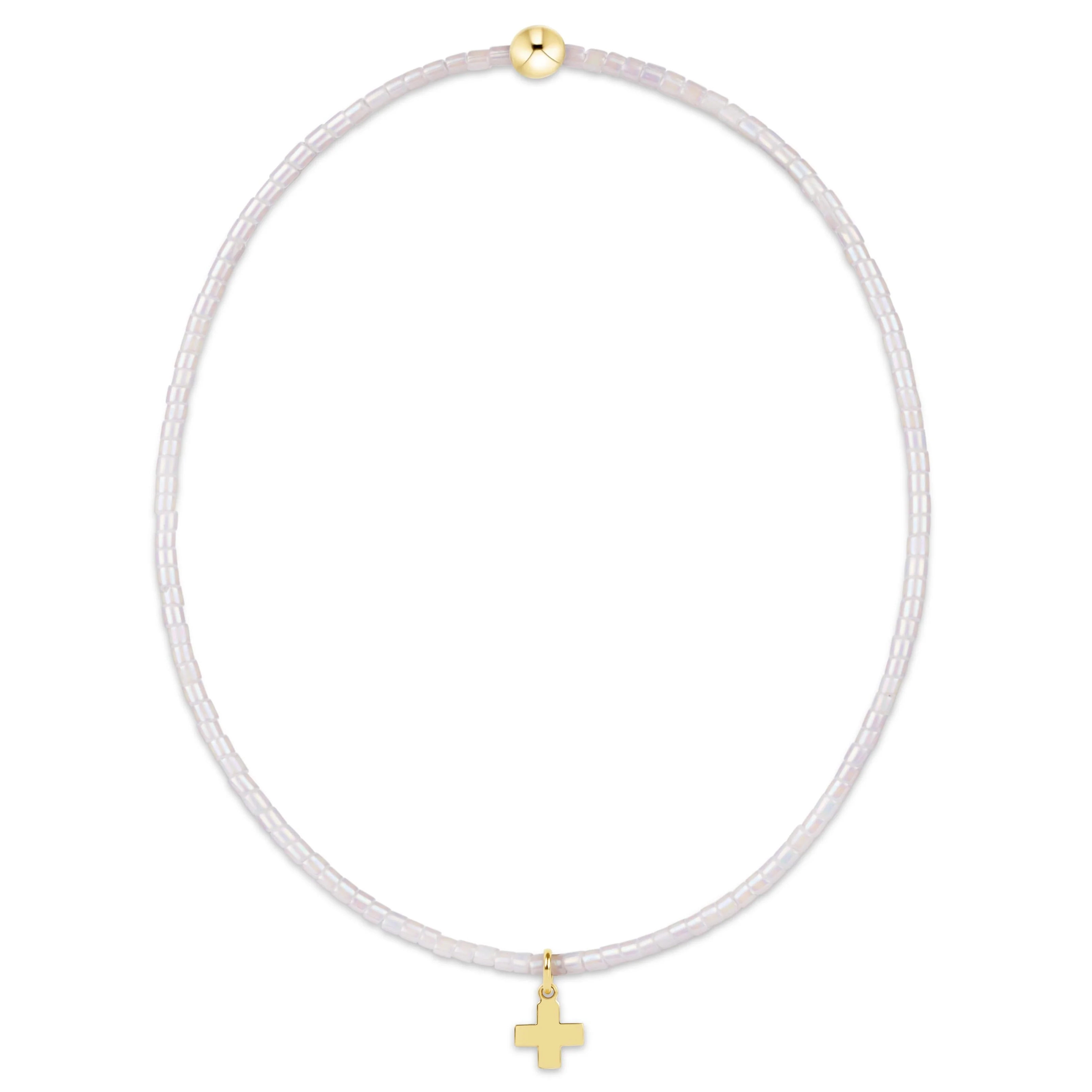 Hope Classic Silky White Bracelet - Signature Cross Small Gold Charm