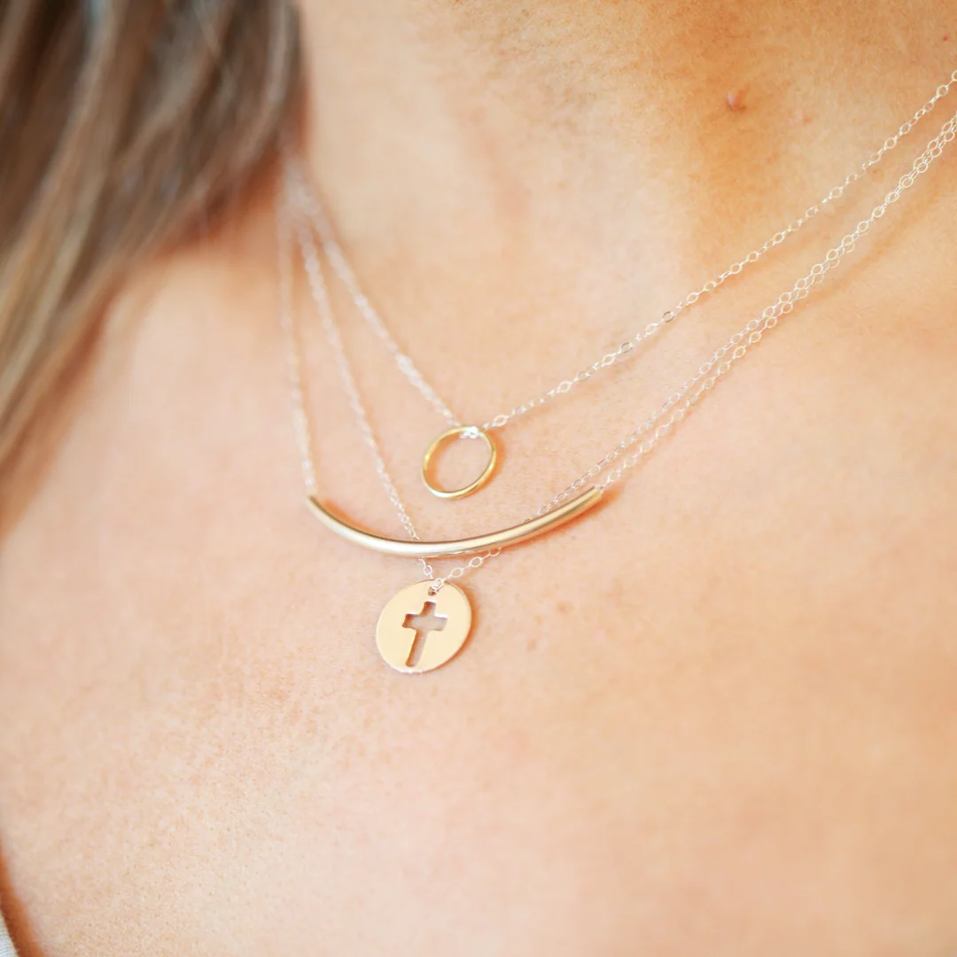 16" necklace gold - halo gold charm - Image 2