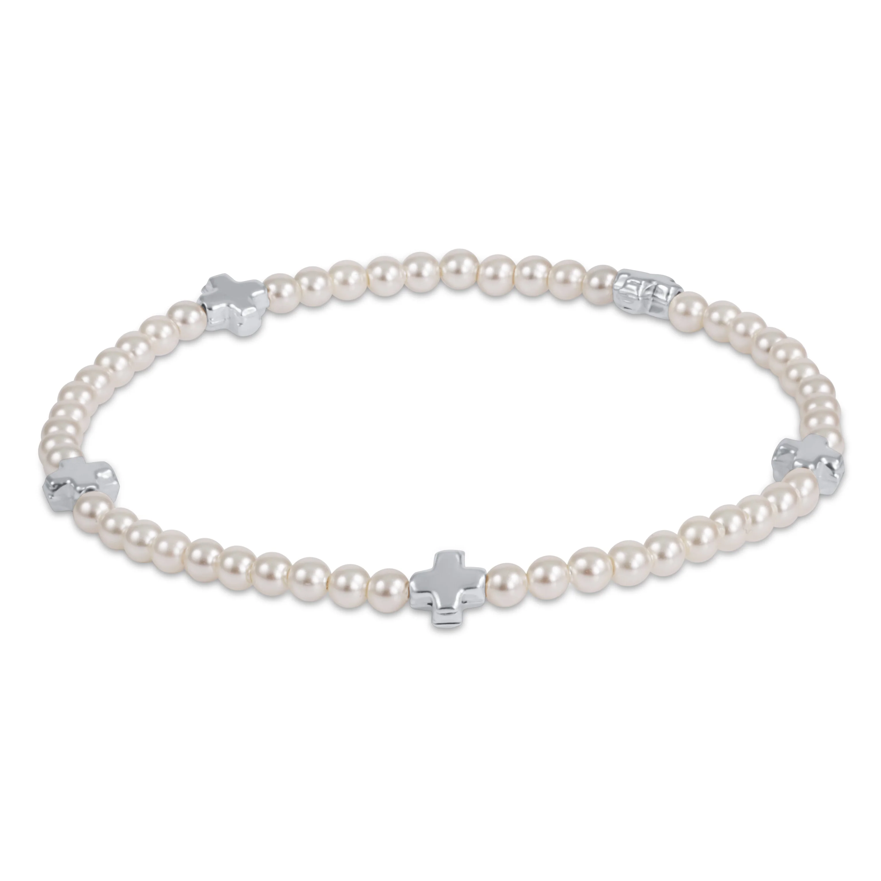 Signature Cross Small 3mm Pearl Bracelet - Sterling